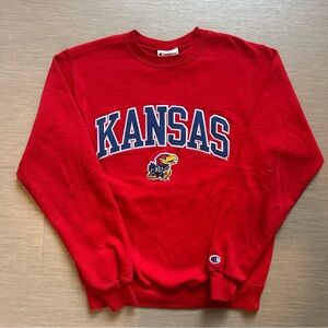 Champion Red KU Men’s Crewneck